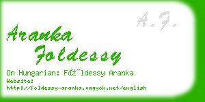 aranka foldessy business card